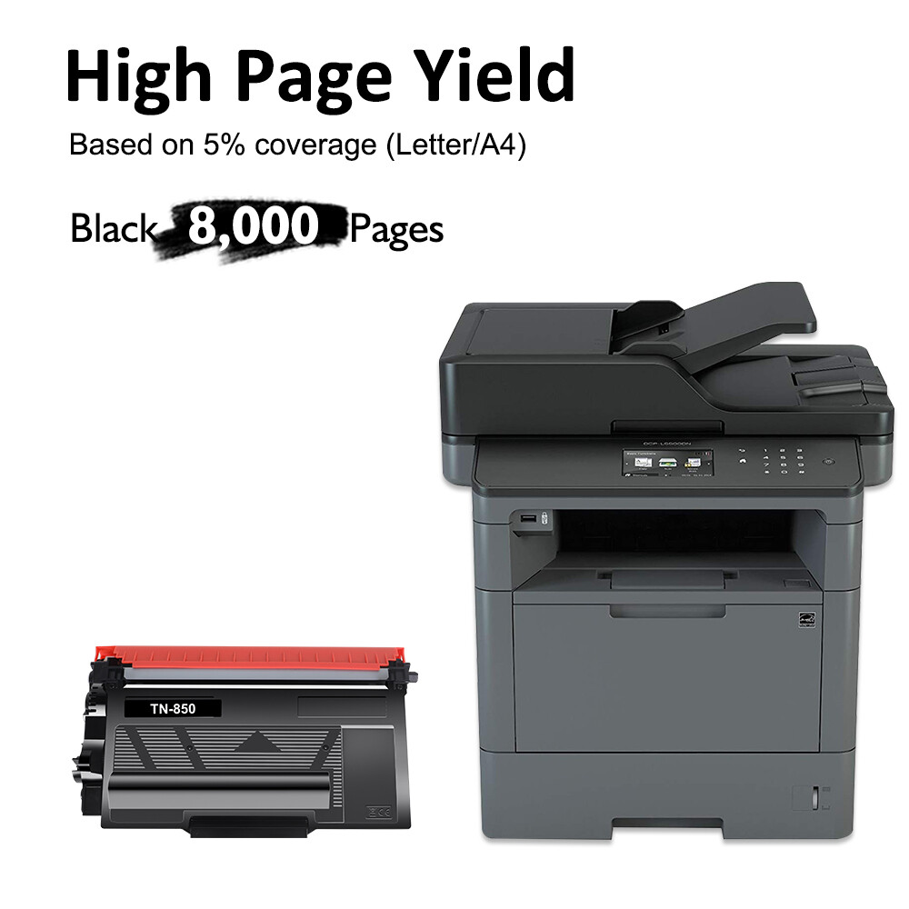 2PK TN850 / TN-850 Compatible Toner Cartridge for Brother DCP-L5500DN (Black)