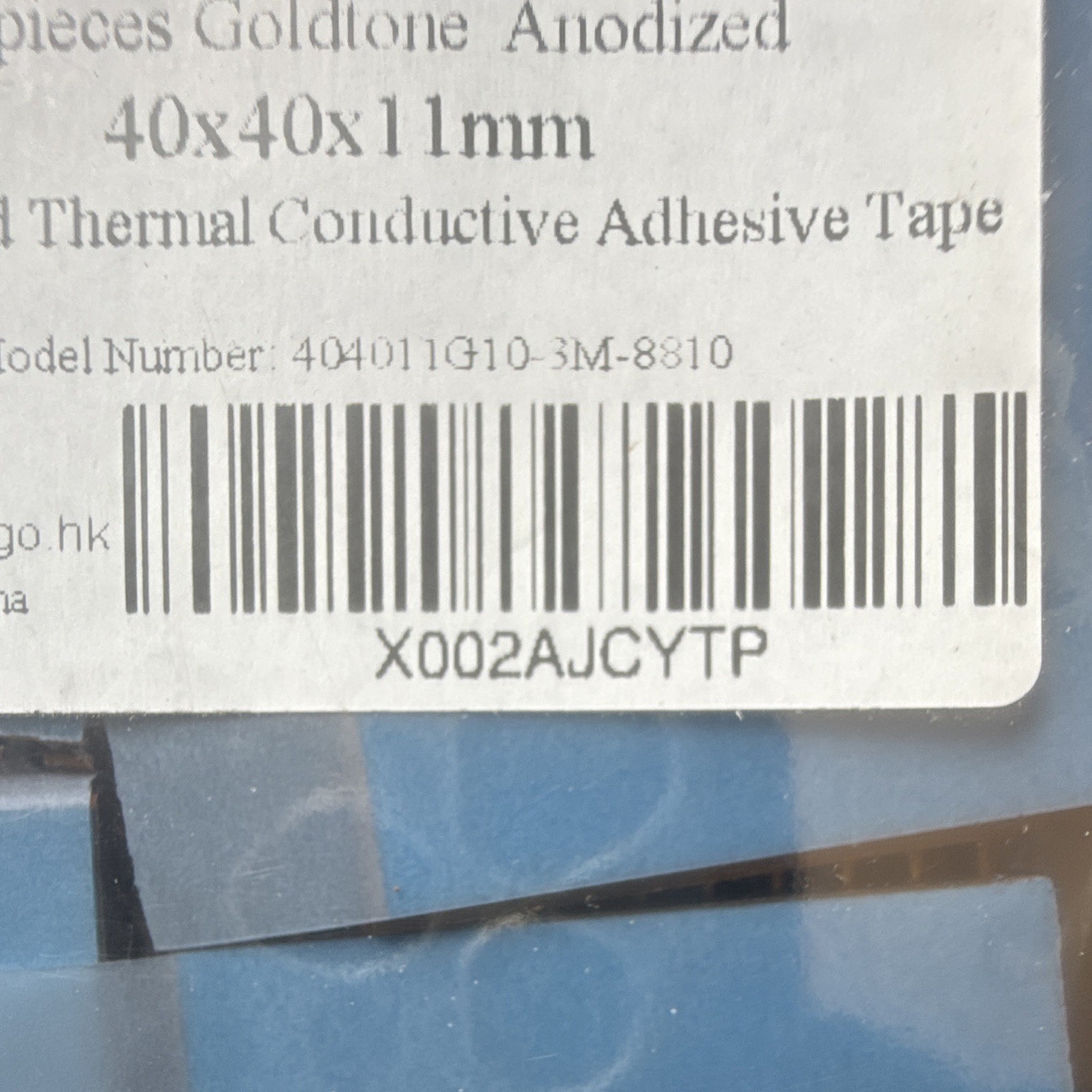 Easycargo Aluminum Heatsink 40x40x11mm Blue w/ Pre-Applied Thermal Tape 10pc