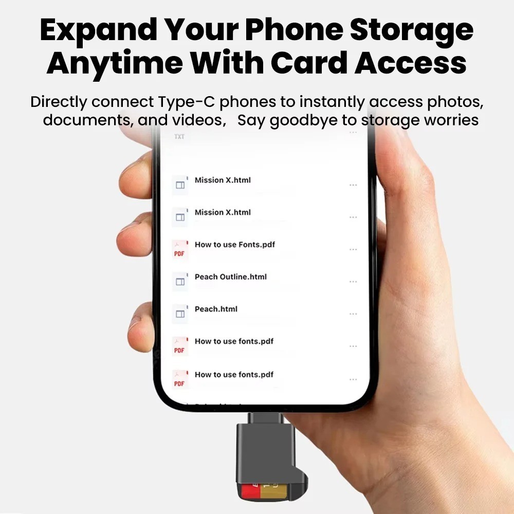 Type-C 2.0 Mini TF Card Reader External Storage Portable Stretch USB-C for Iphon