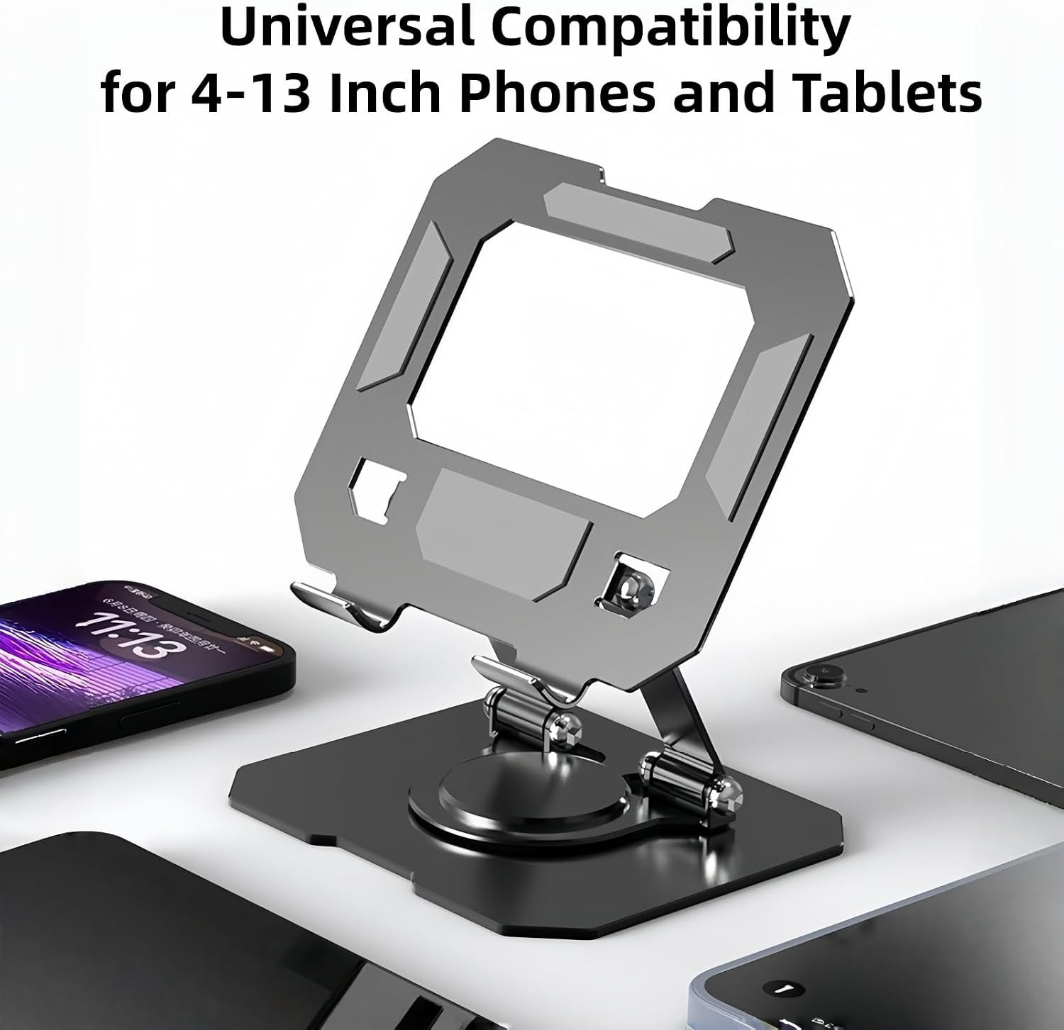 360° Rotatable Metal Tablet Stand, Adjustable Folding Desktop Stand for iPad/…
