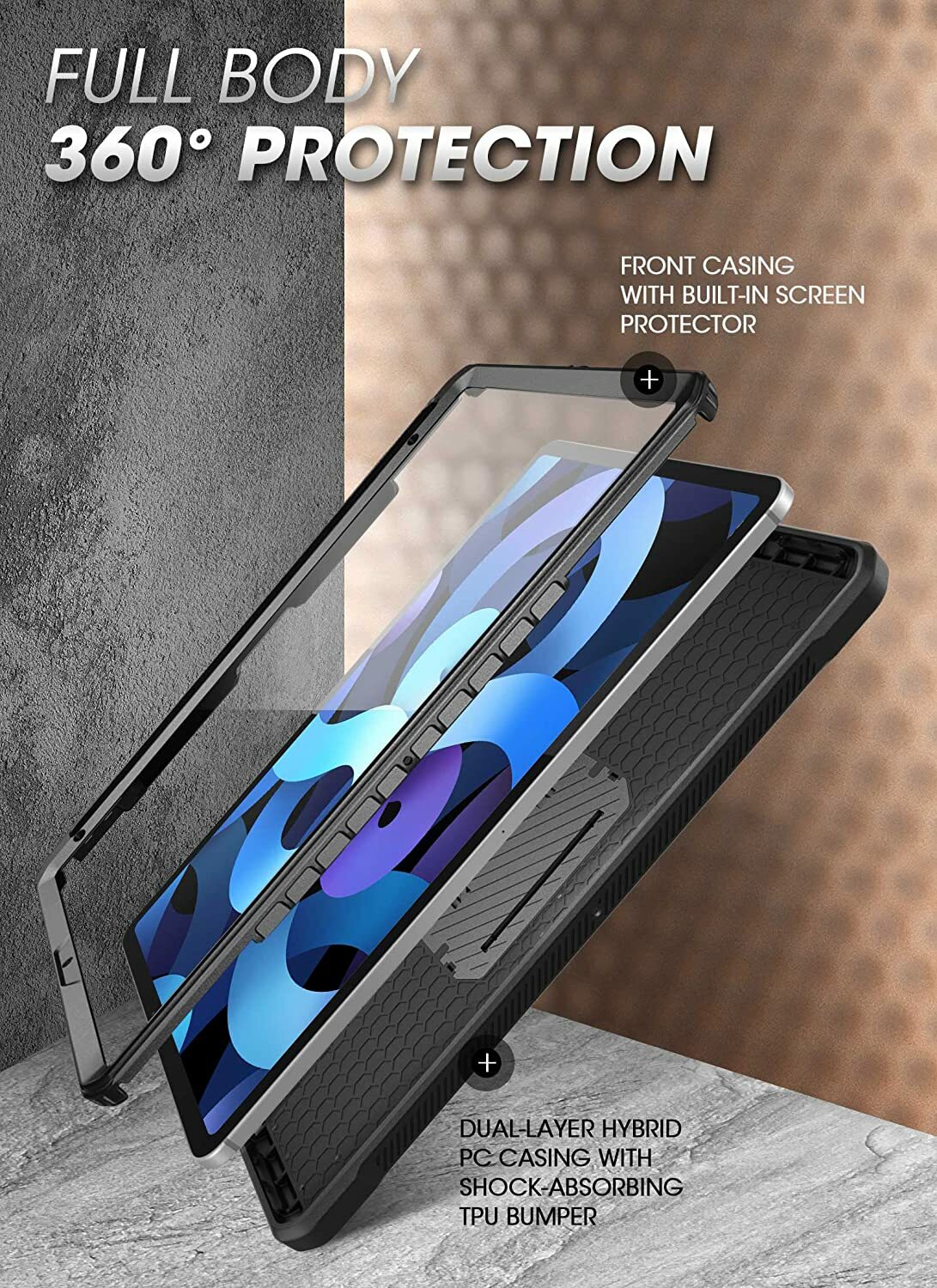 For iPad Mini 6, SUPCASE Stand Case + Screen Cover Support Apple Pencil Charging