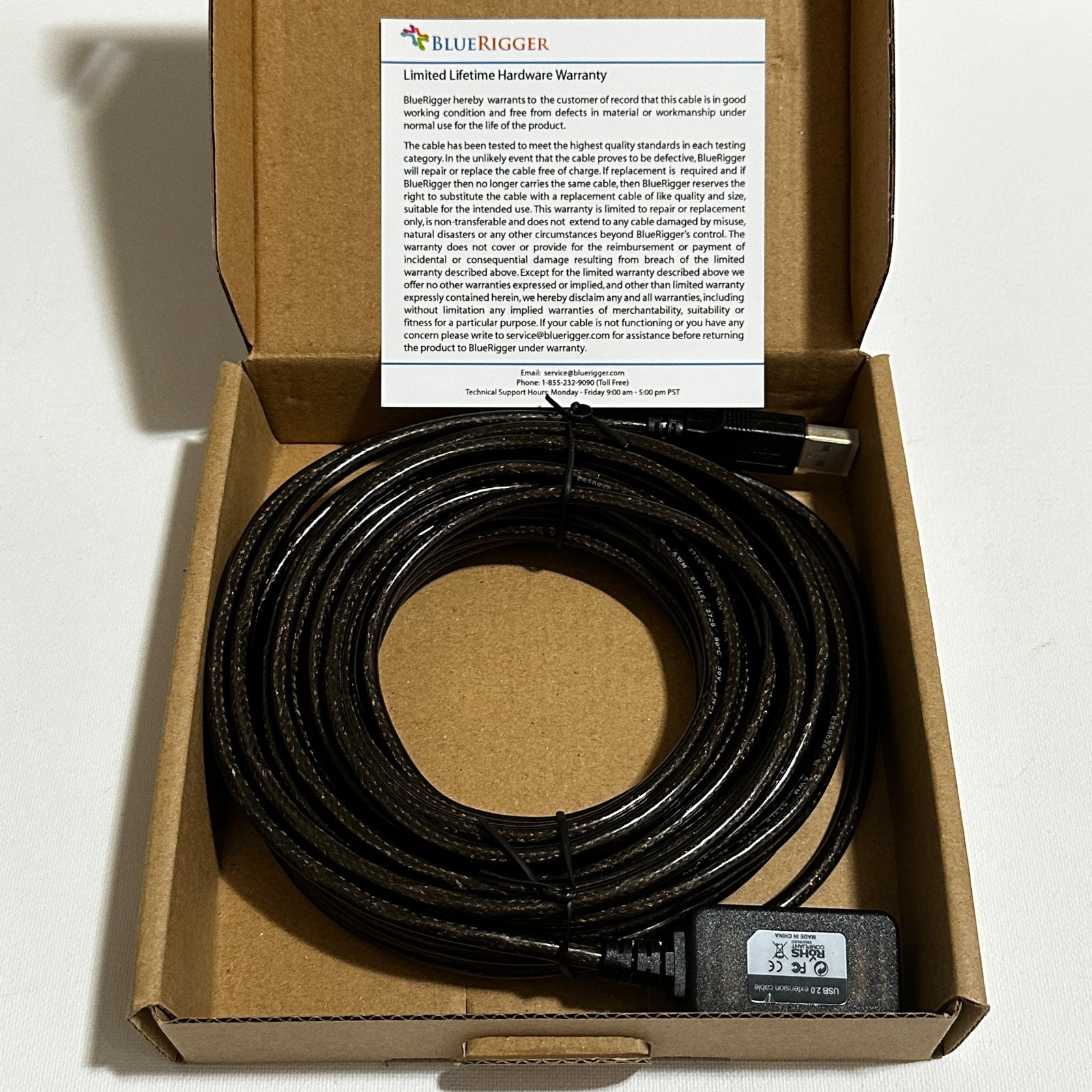 BlueRigger USB 2.0 Active Extension Cable 32ft New NIB