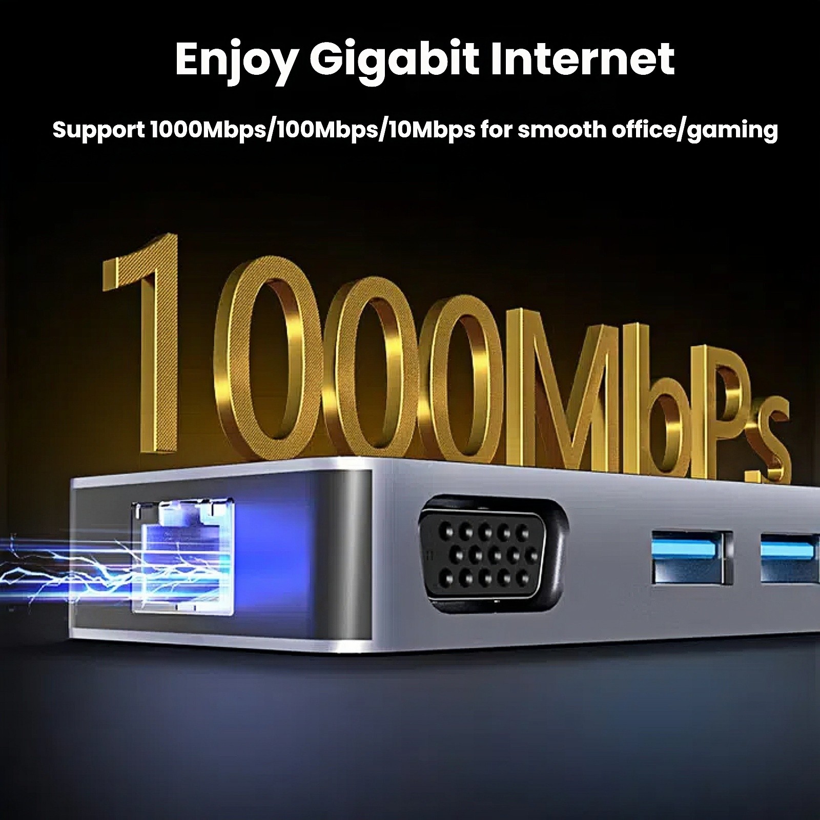 USB-C Docking Station Dual Monitor With 2 HDMI+1 DP,Gigabit Ethernet,10Gbps USB3
