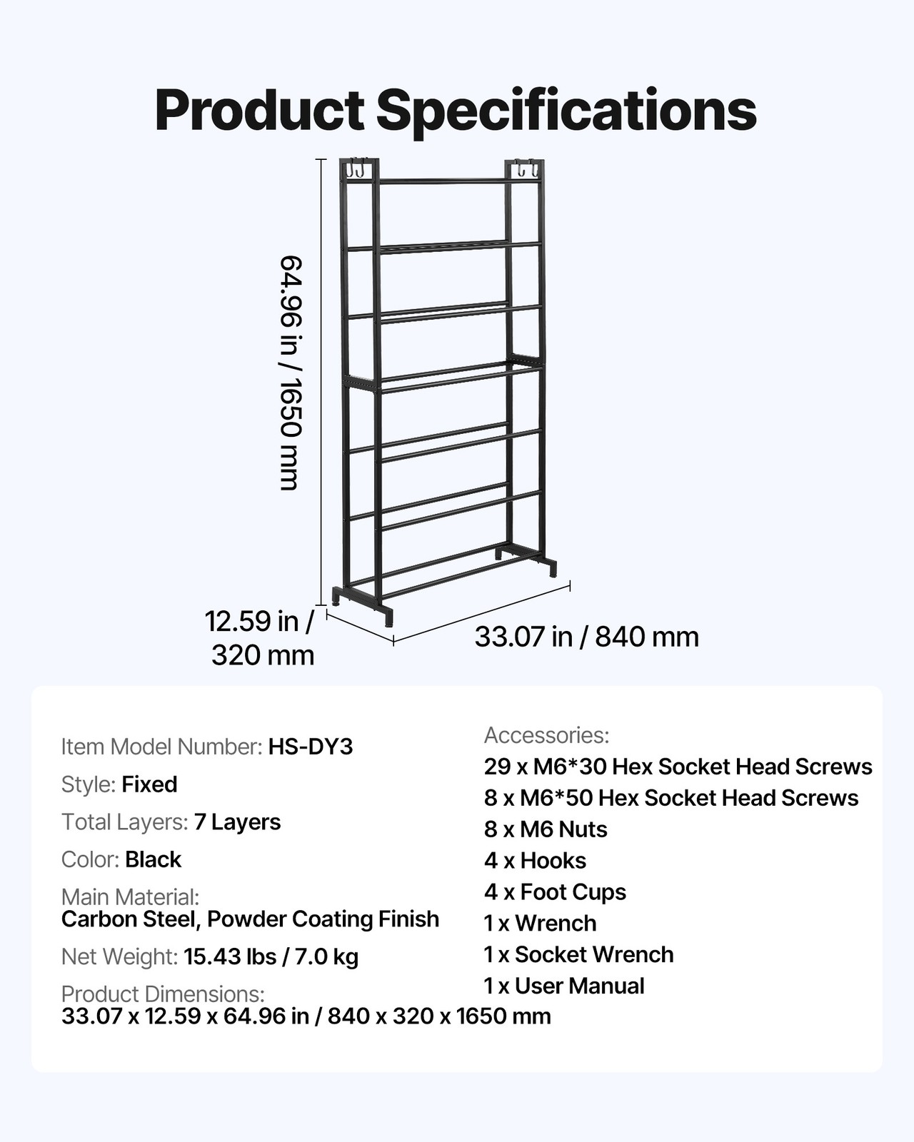 VEVOR 3D Printer Filament Storage Rack 7 Tier Filament Spool Holders Racks
