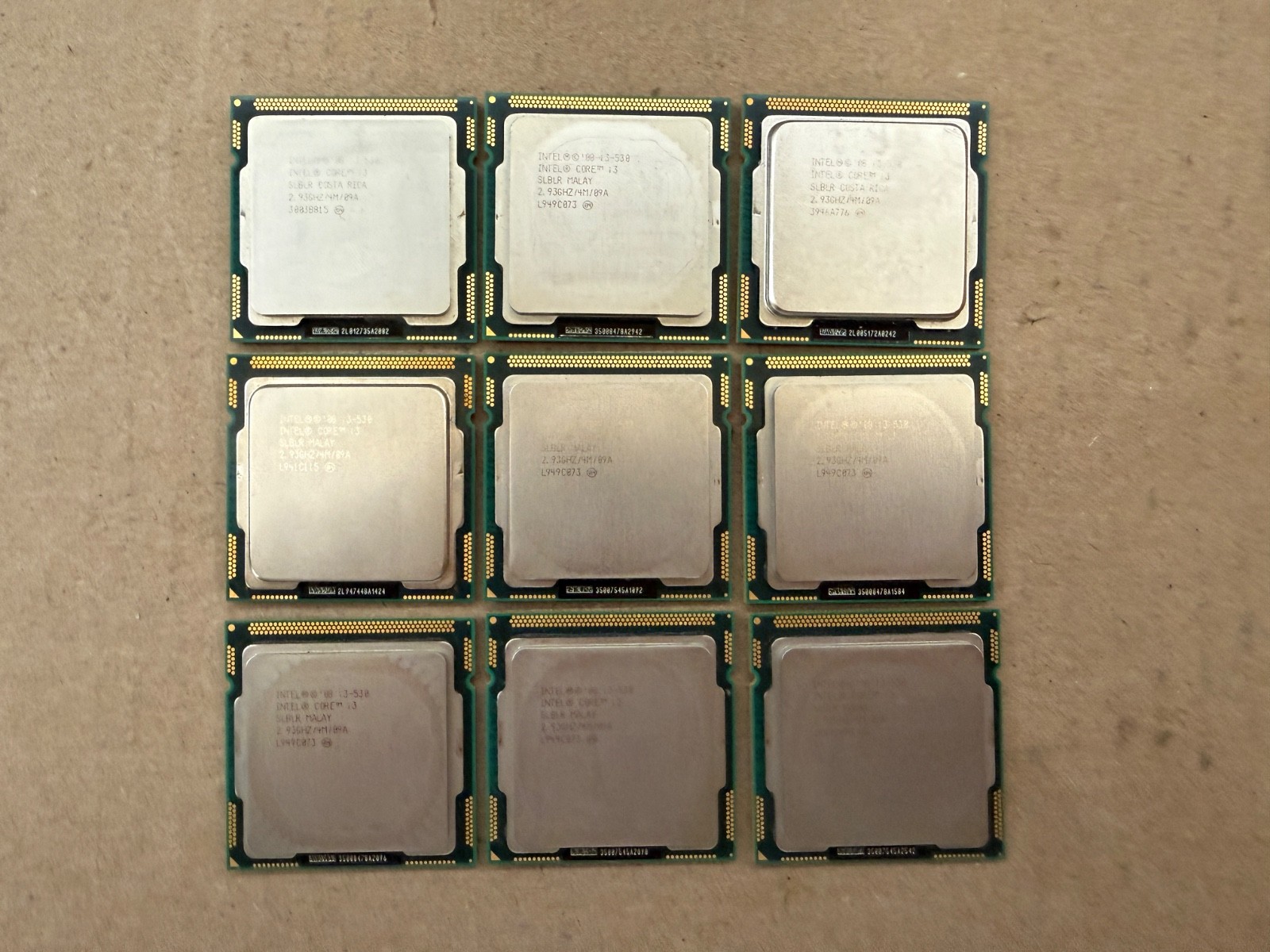 Lot of 9 Intel Core i3-530 SLBLR 2.93GHz Dual Core LGA1156 CPU Processor-Q1C
