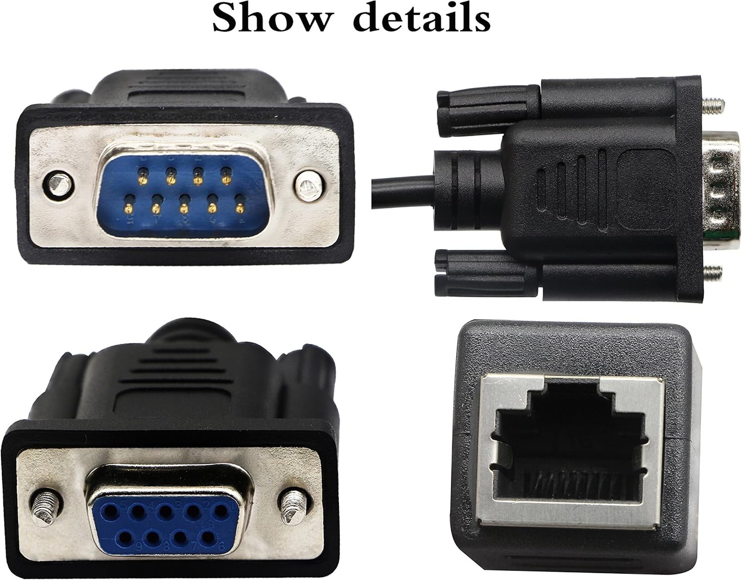 RJ45 to RS232 Cable 2 Pack DB9 Serial Port Female & Male Ethernet LAN Console
