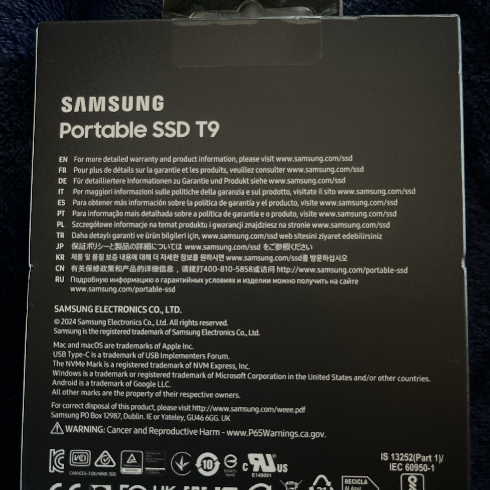 Samsung T9 4TB 2,000 MB/s Portable SSD USB 3.2 Gen. 2 – Black (MU-PG4T0B/AM)