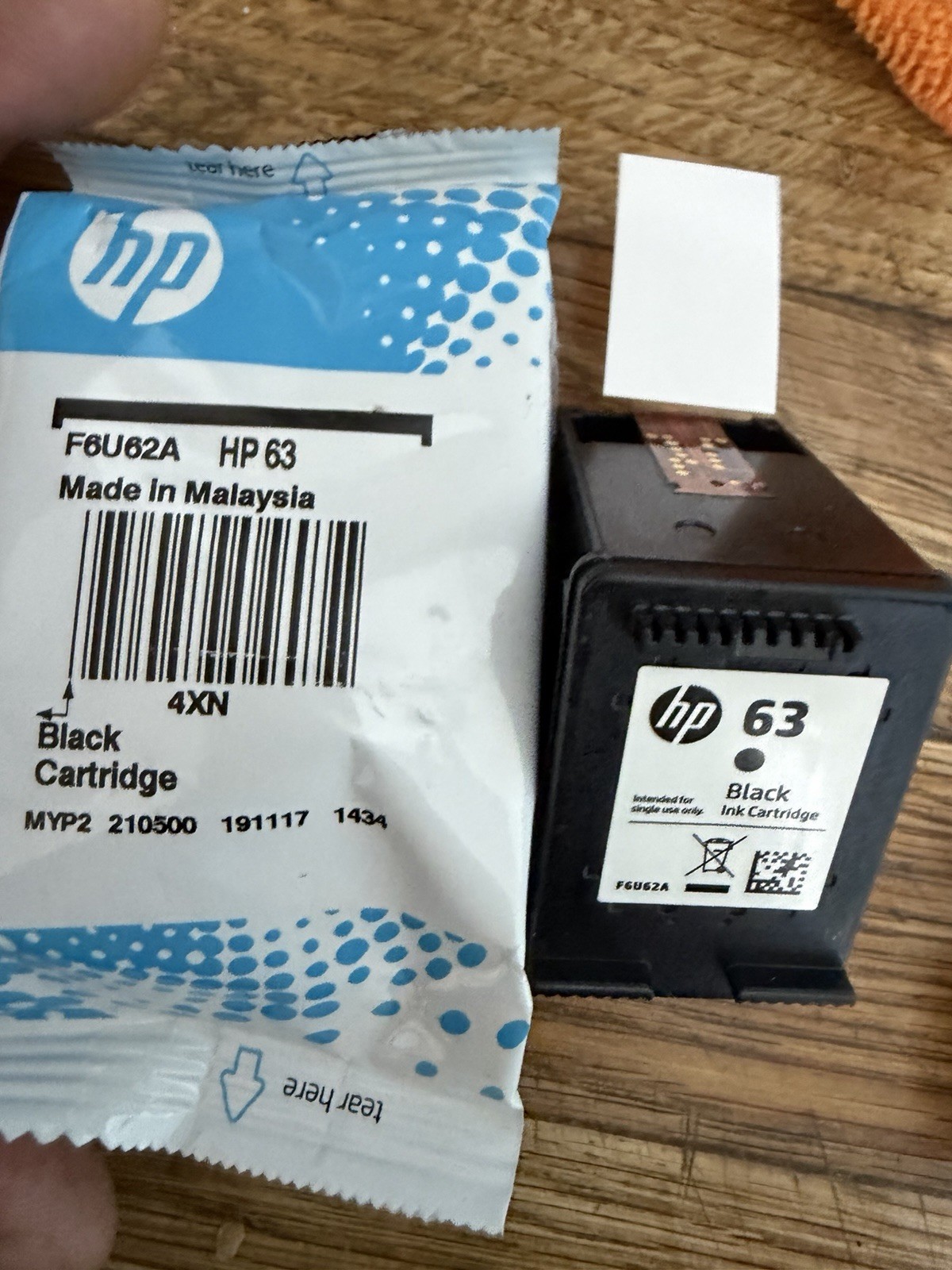 HP 63 Black Ink Cartridge F6U62AN Genuine New Sealed Bag Lot Of 2 Expired 2021