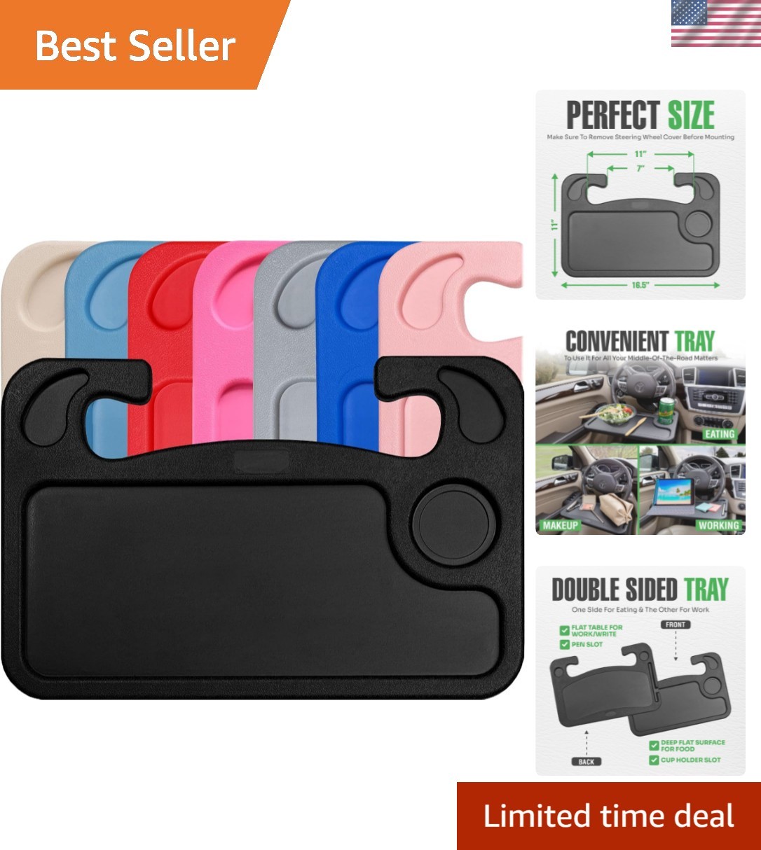 Multi-Functional Steering Wheel Desk for Travelers – Snack & Laptop Ready