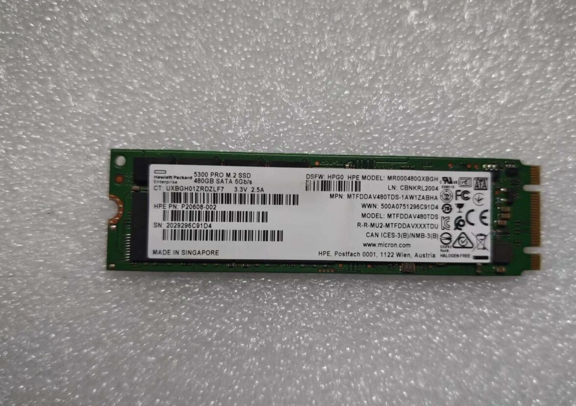 HPE Micron MTFDDAV480TDS 5300 Pro 480GB M.2 2280 6G/s SATA Solid State Drive SSD