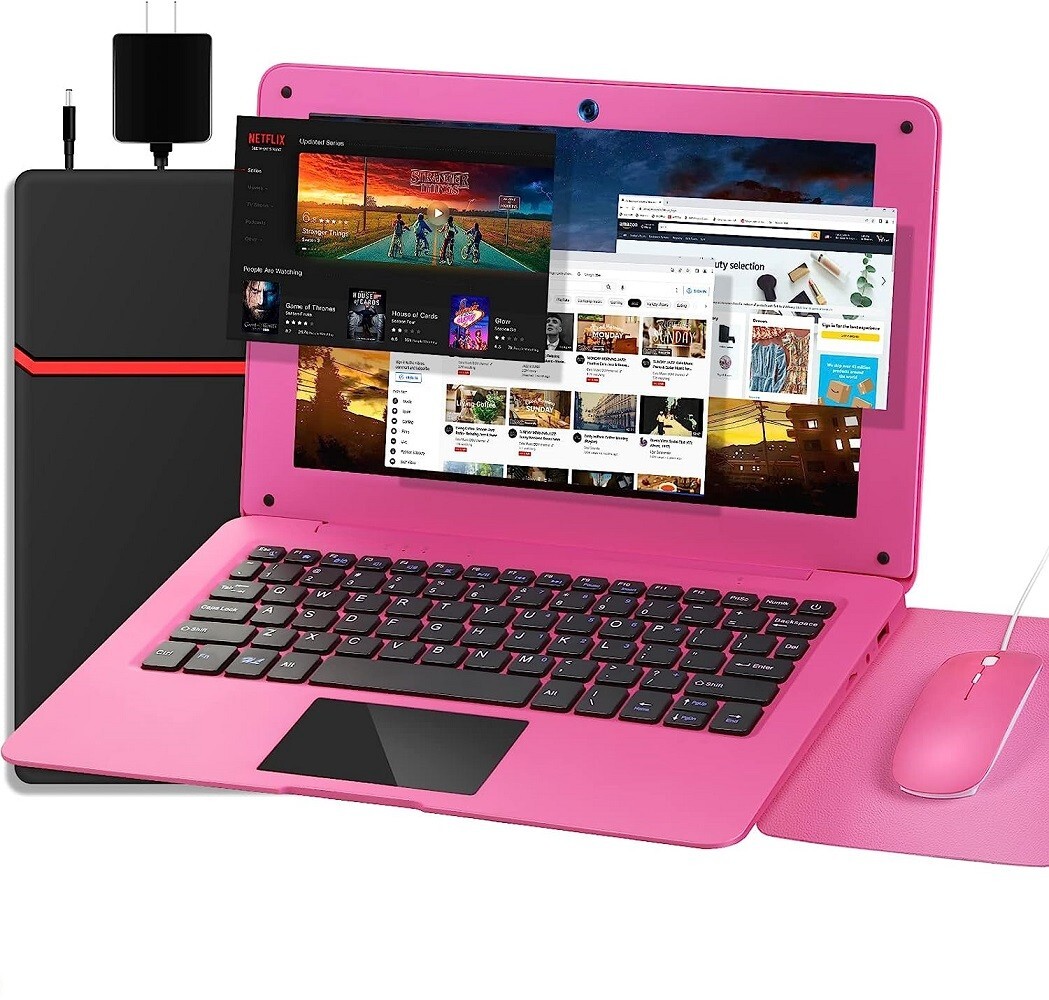 Laptop 10.1” Quad Core Android 12.0 Lightweight Mini Netbook PC computer pink