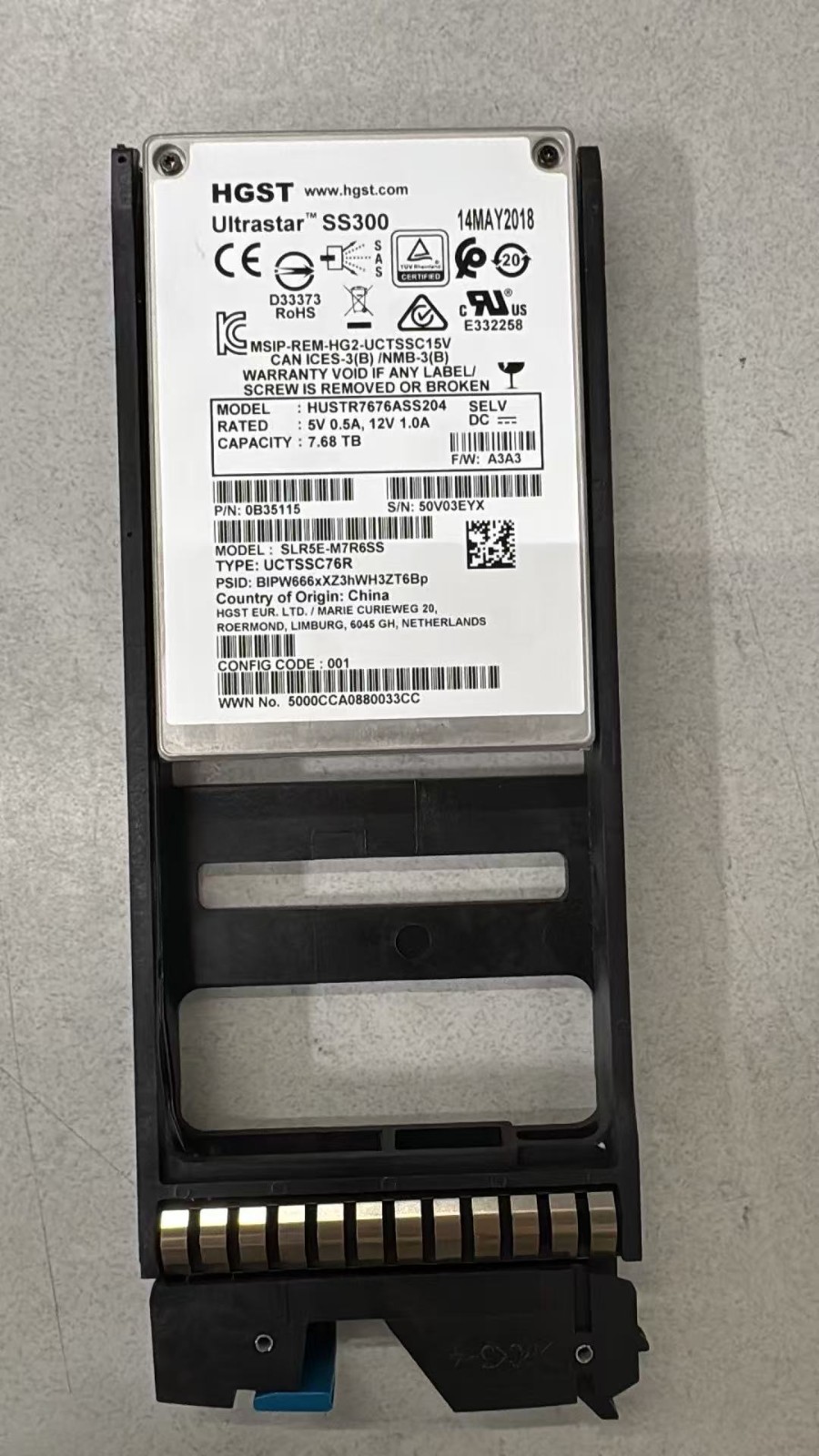 Grade A Used HGST 7.68TB SAS SSD HUSTR7676ASS204 0B35115 SLR5E-M7R6SS UCTSSC7