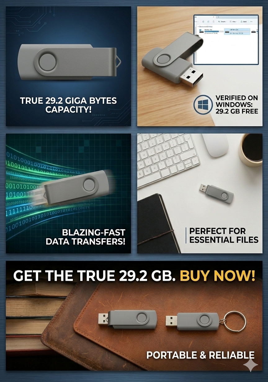 USB Flash Drive 29.2 GB USB 2.0 – Yellow or Silver or Pink