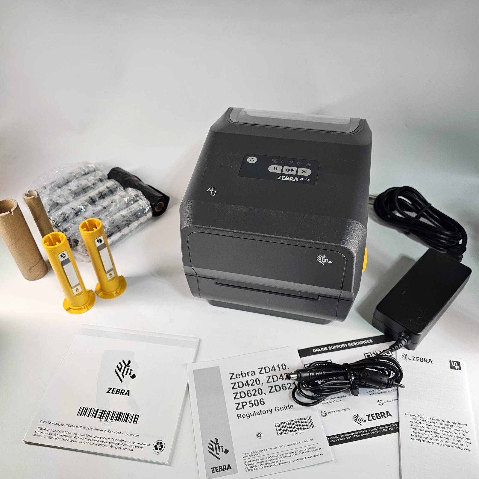 Zebra ZD421d Thermal Printer USB Bluetooth ZD4A042D01M00EZ 203dpi Bundle G2U