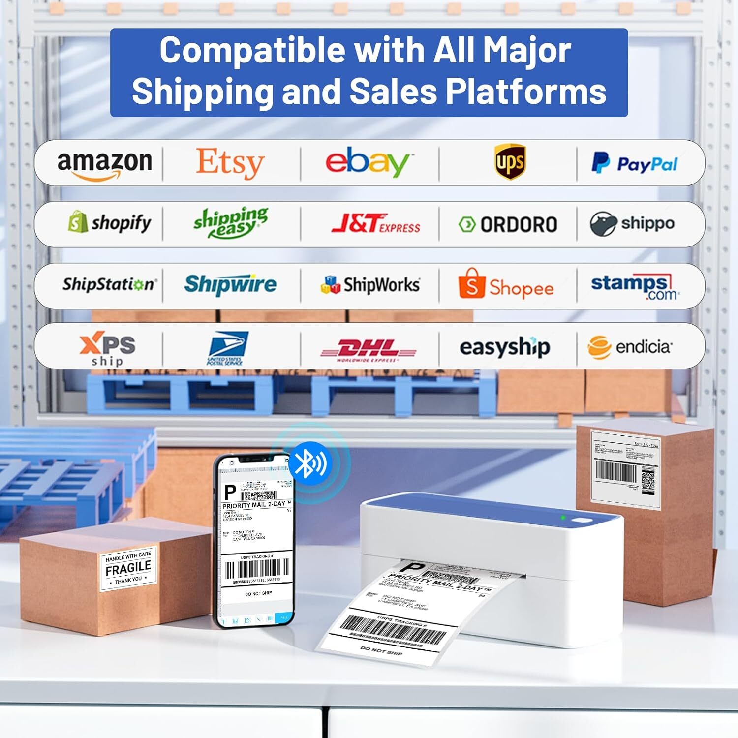 Shipping Label Maker Bluetooth Thermal Address Label Printer eBay Amazon UPS LOT