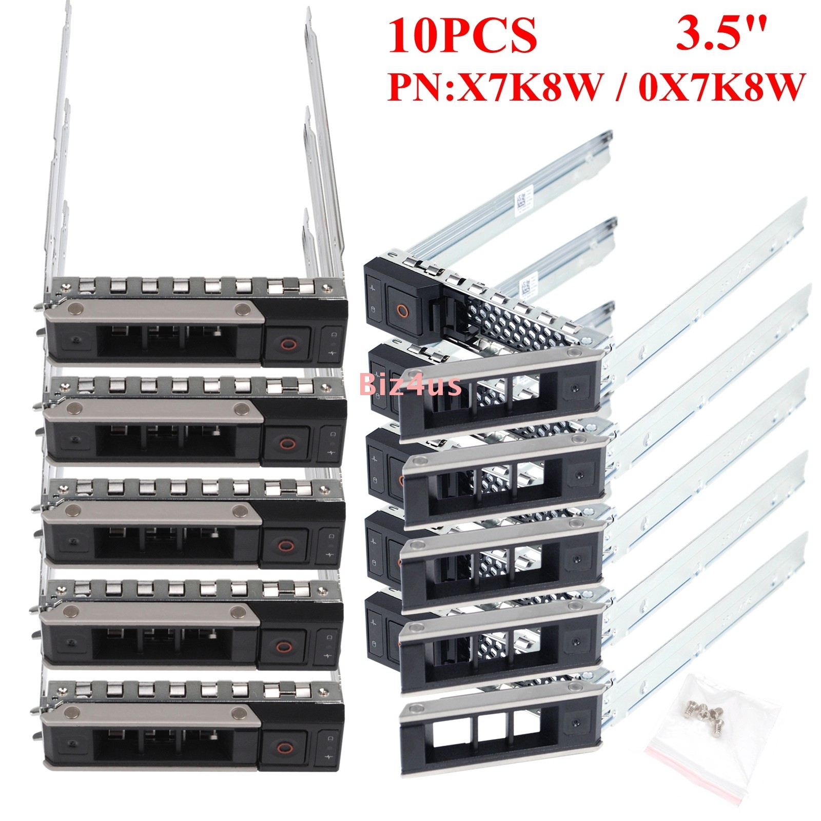 10PCS 3.5″ HDD Drive Tray Caddy X7K8W 0X7K8W ForDell R440 R540 R640 R740 R740XD