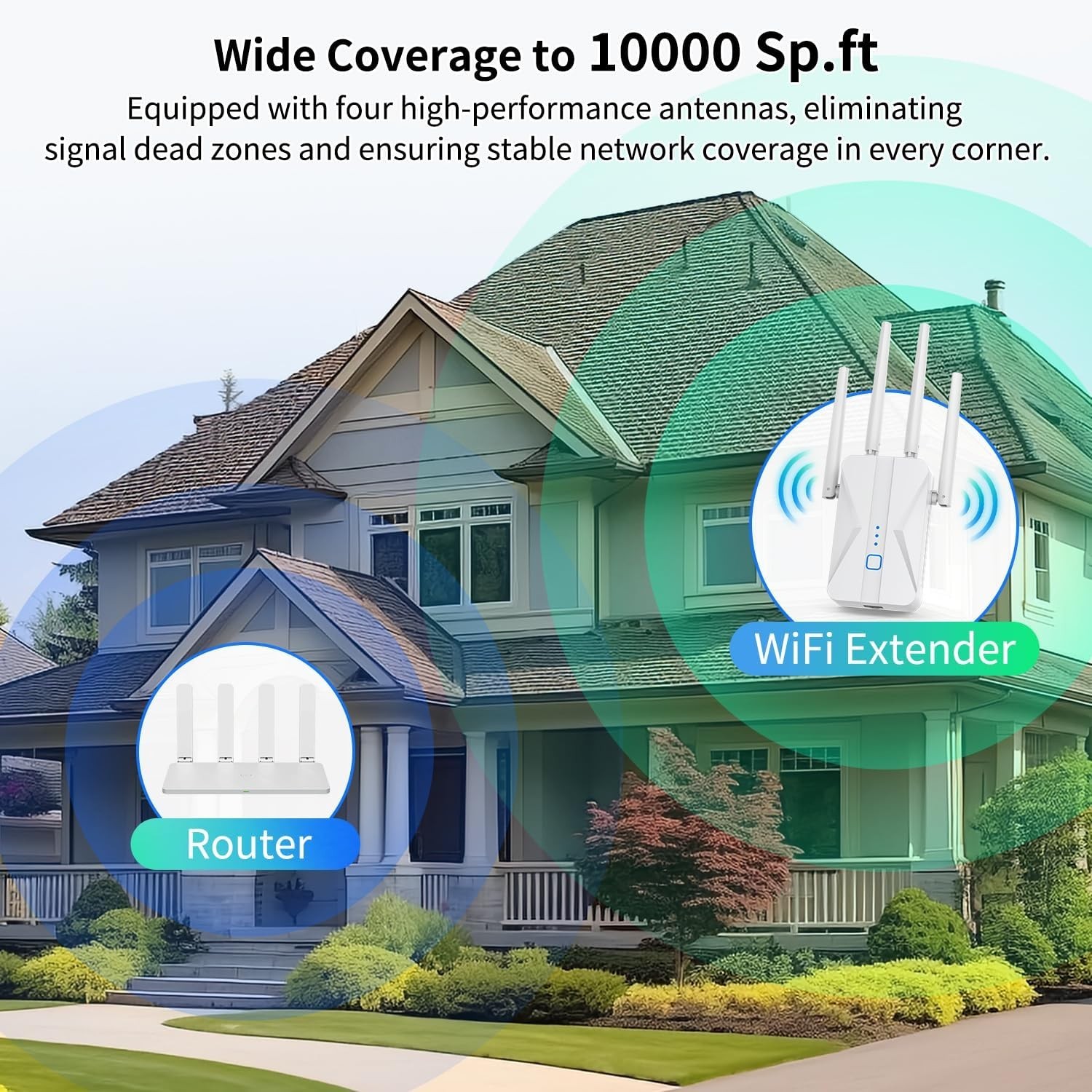 WiFi Extender Signal Booster, 2026 AC1200Mbps Dual Band (5.8GHz/2.4GHz)