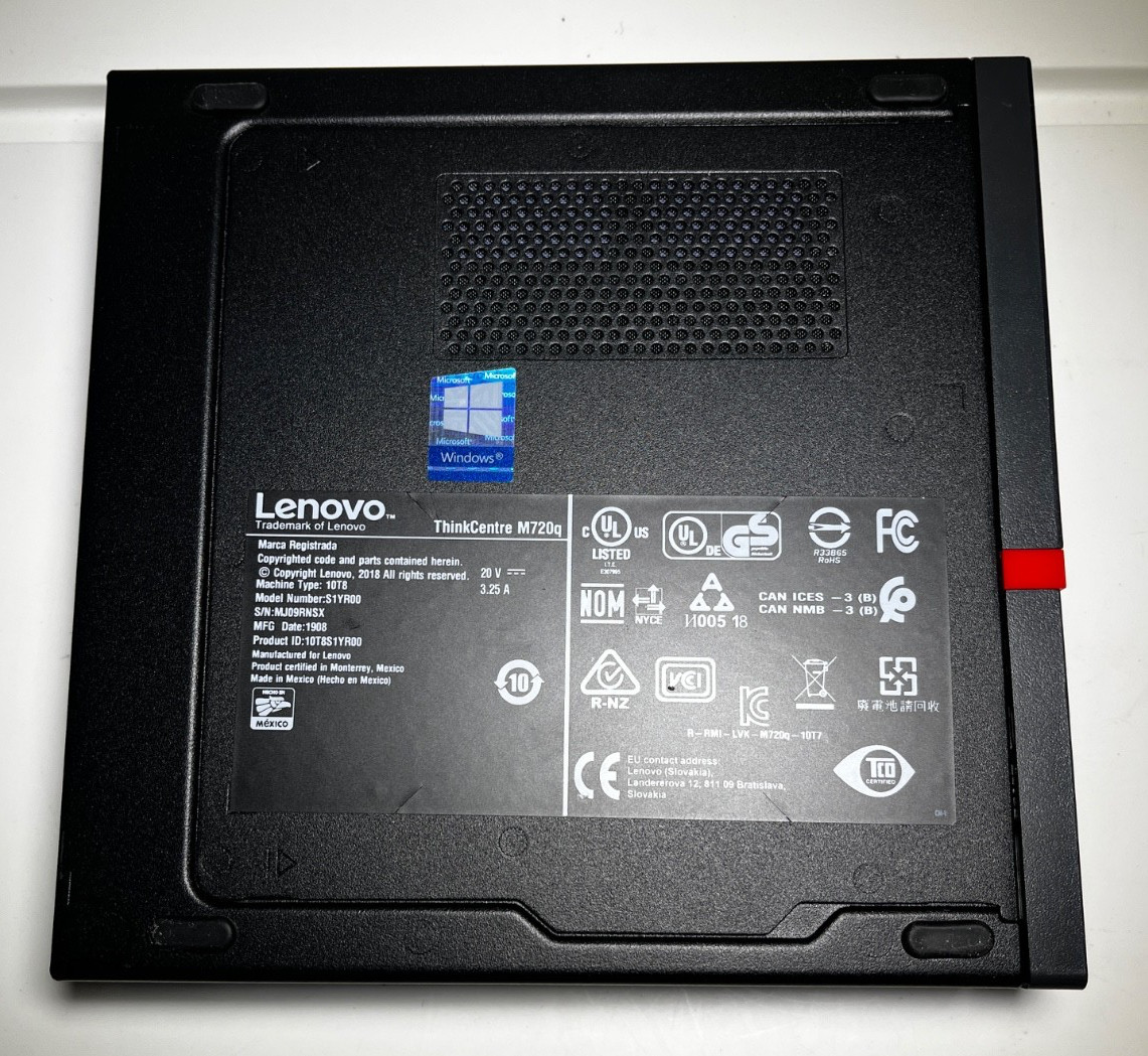 Lenovo ThinkCentre M720q Tiny i5-8400T 1.70 GHz 8 GB DDR4 – NO Hard Drive & PSU