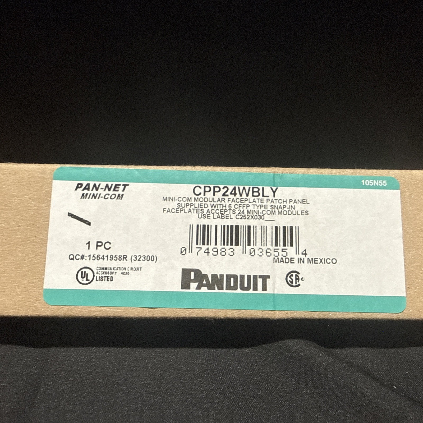 Panduit CPP24WBLY Mini-Com 24-Port 1U Modular Patch Panel Empty Unloaded
