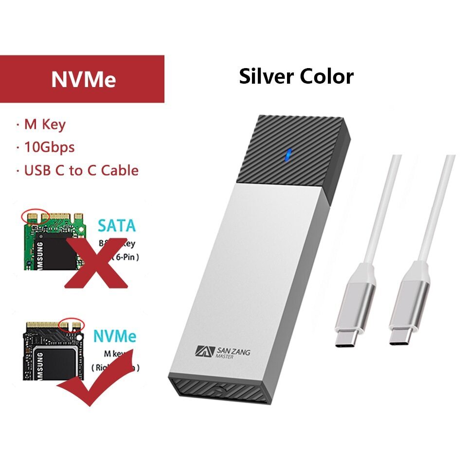 SANZANG 10Gbps NGFF M.2 NVMe SSD Enclosure USB 3.2 Type C External SSD Case M.2