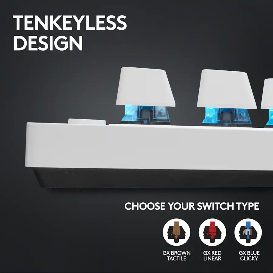 G PRO X TKL LIGHTSPEED Gaming Keyboard-WHITE-US-2.4GHZ/BT-TACTILE 920-012143