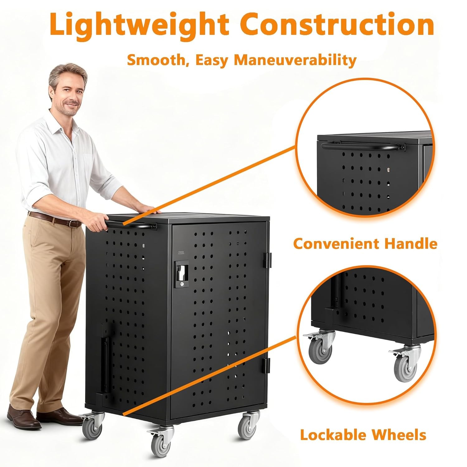 Mobile Laptop Charging Cart with Lock & Key-Cart Up To 15.6″ Device,16/20/32 Pcs