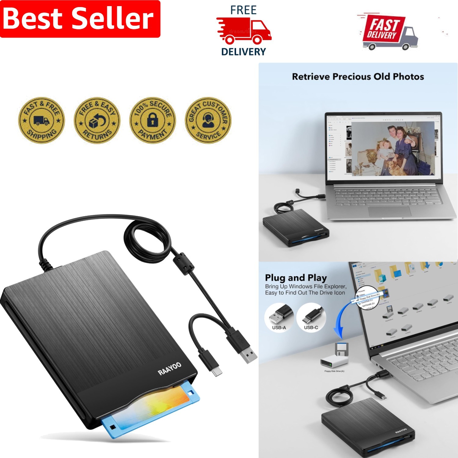 Dust Resistant 3.5 Inch USB Floppy Disk Reader – Preserve Your Digital Memories