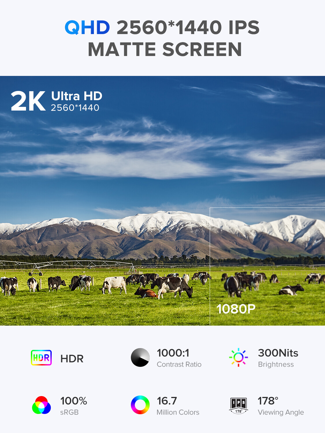 UPERFECT 22.0″ 2560*1440 Portable Monitor USB-C Ultra Slim Screen QHD Display US