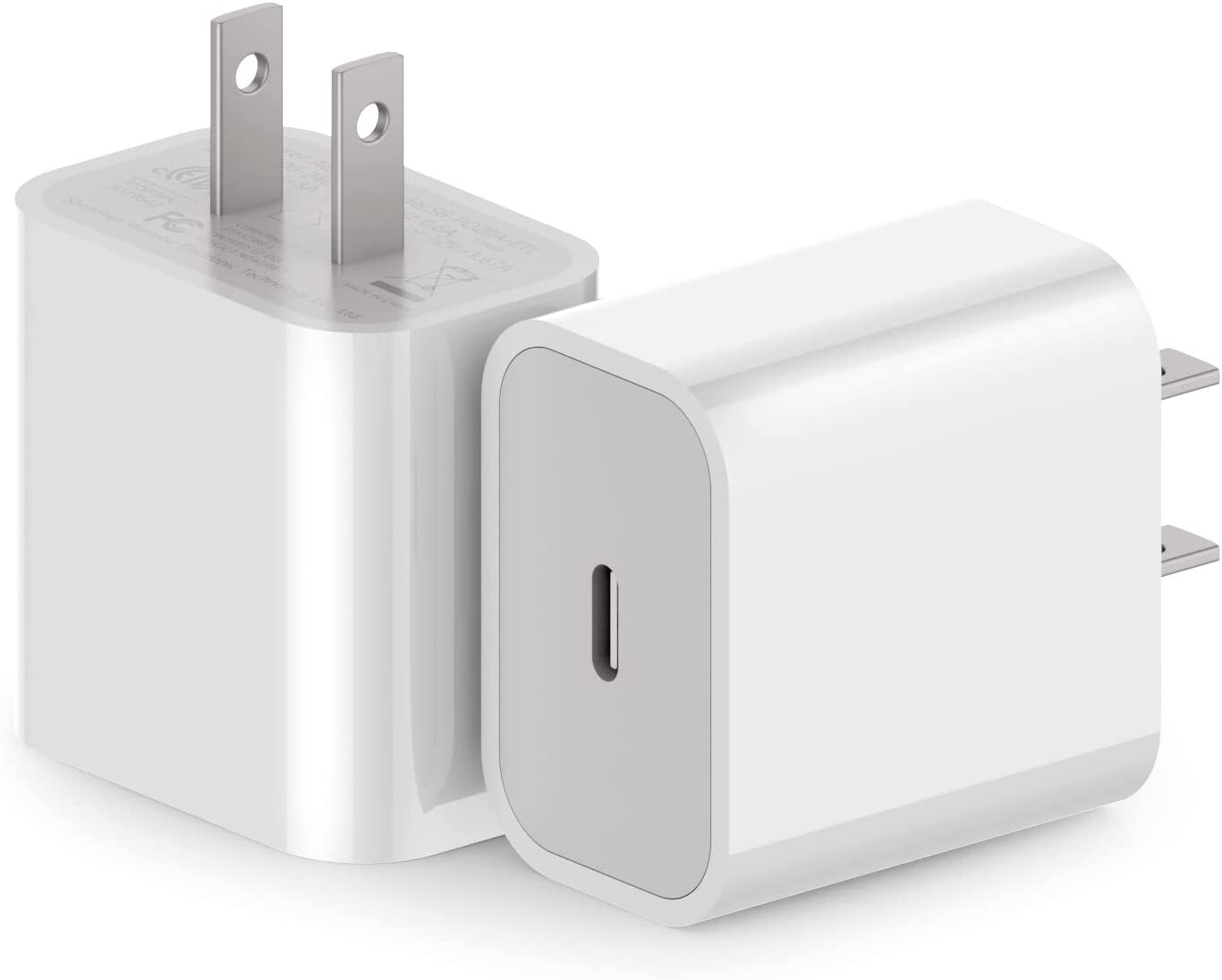 2Pack 20W USB-C Power Adapter for Apple iPhone 13 12 iPad Pro USB-C Charge Brick