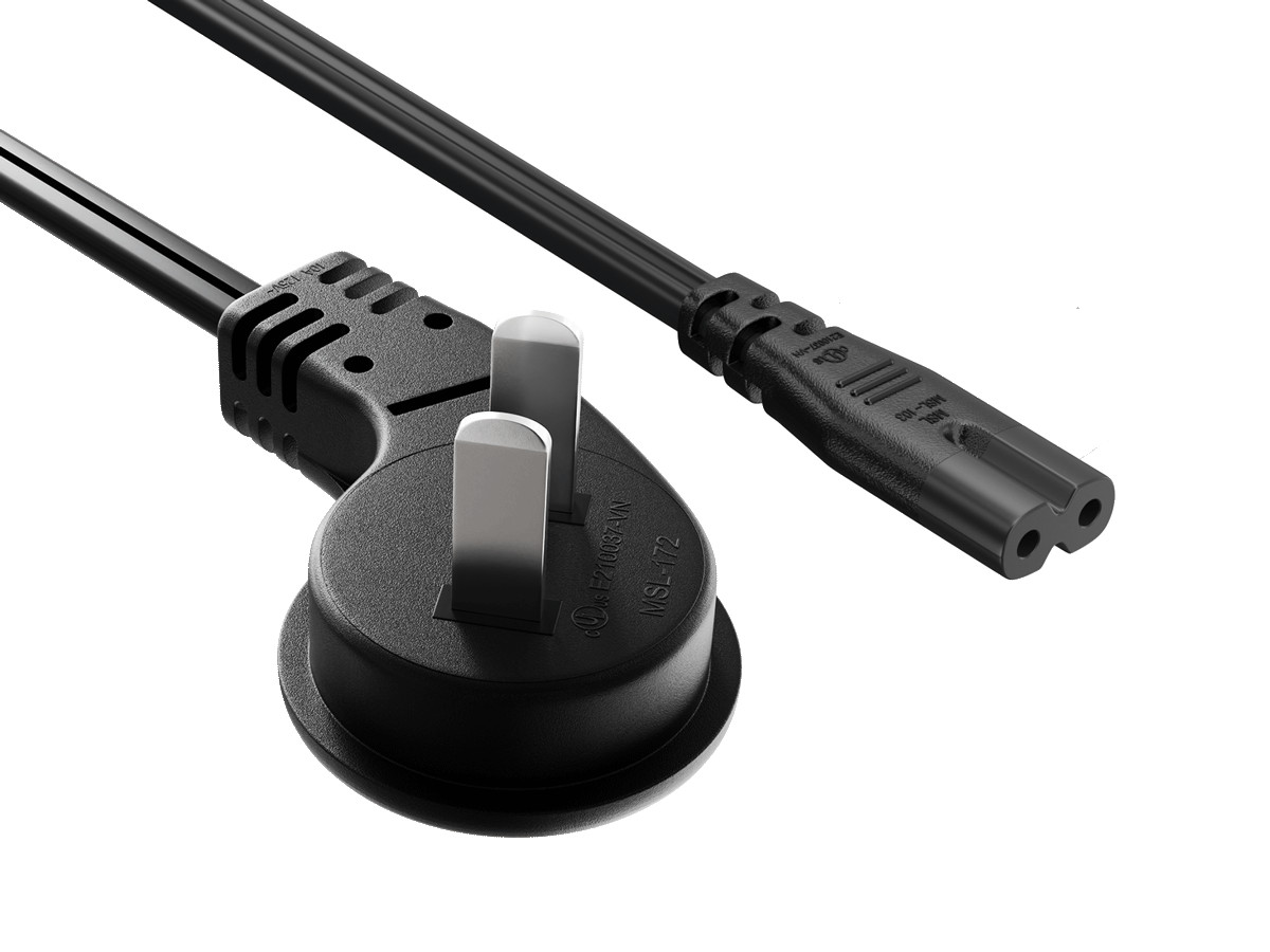 10ft Ultra Low Profile NEMA 1-15P Angled to C7 Non-Polarized Power Cord 18AWG…