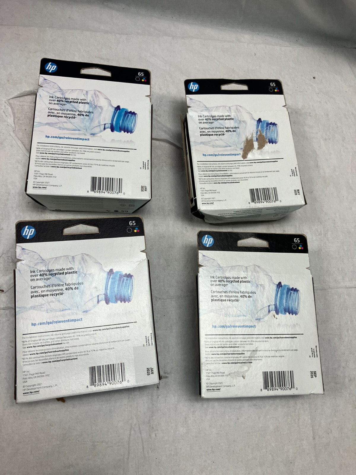 HP 65 Black & Tri Color Ink Cartridges Exp 2025 LOT OF 4