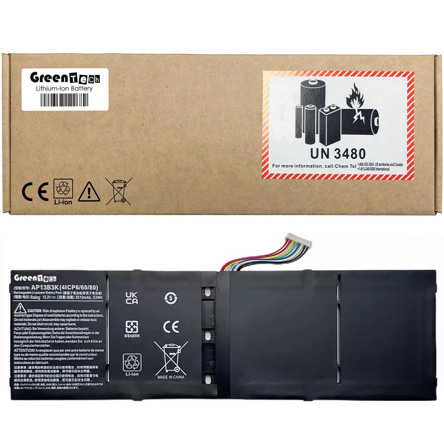 GREENTECH AP13B3K BATTERY FOR ASPIRE M5-583 R7-571 V5-452 V7-481 53WH AP13B8K