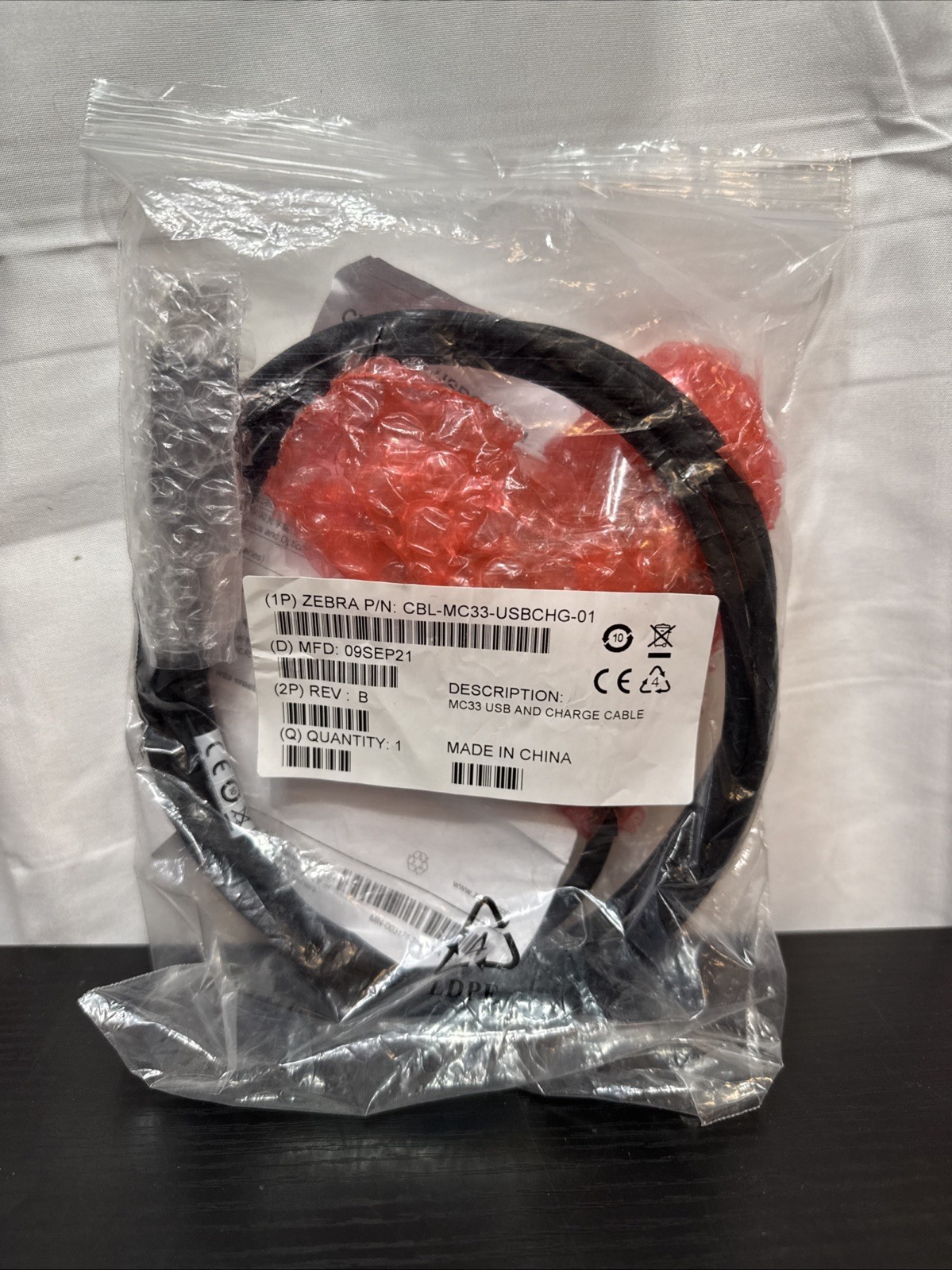 Zebra Charging Cable CBL-MC33-USBCHG-01 for MC3300 – NEW