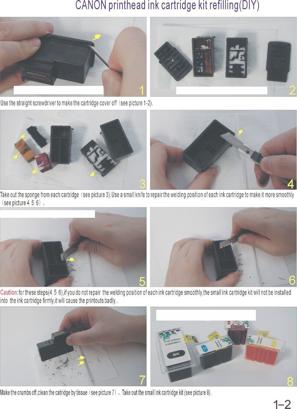 Empty Refill kit For Canon PG-260XL CL-261XL Ink Cartridge PIXMA TS5320