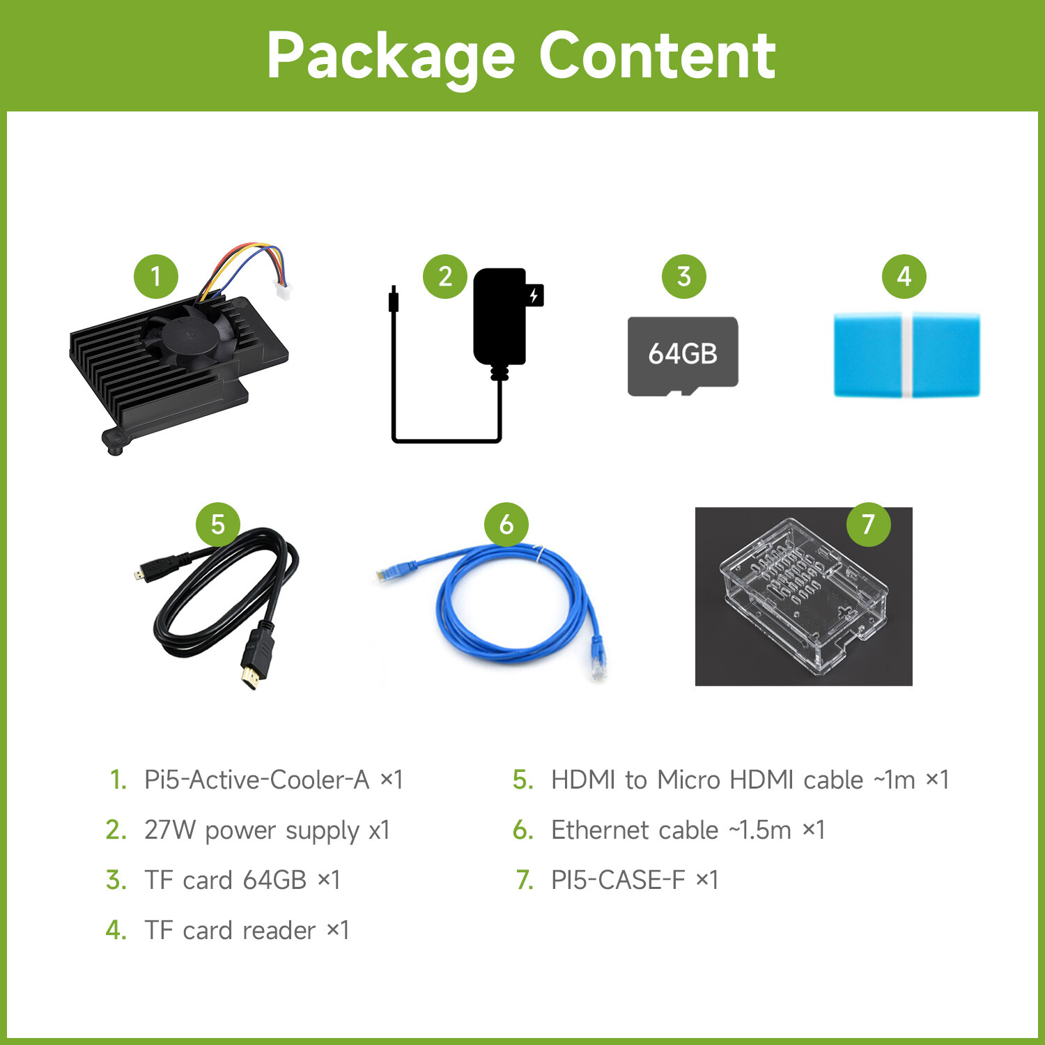 Raspberry Pi 5 2GB/4GB/8GB Starter Kit w/ Waveshare Accessory Heat Sink PI5 Case