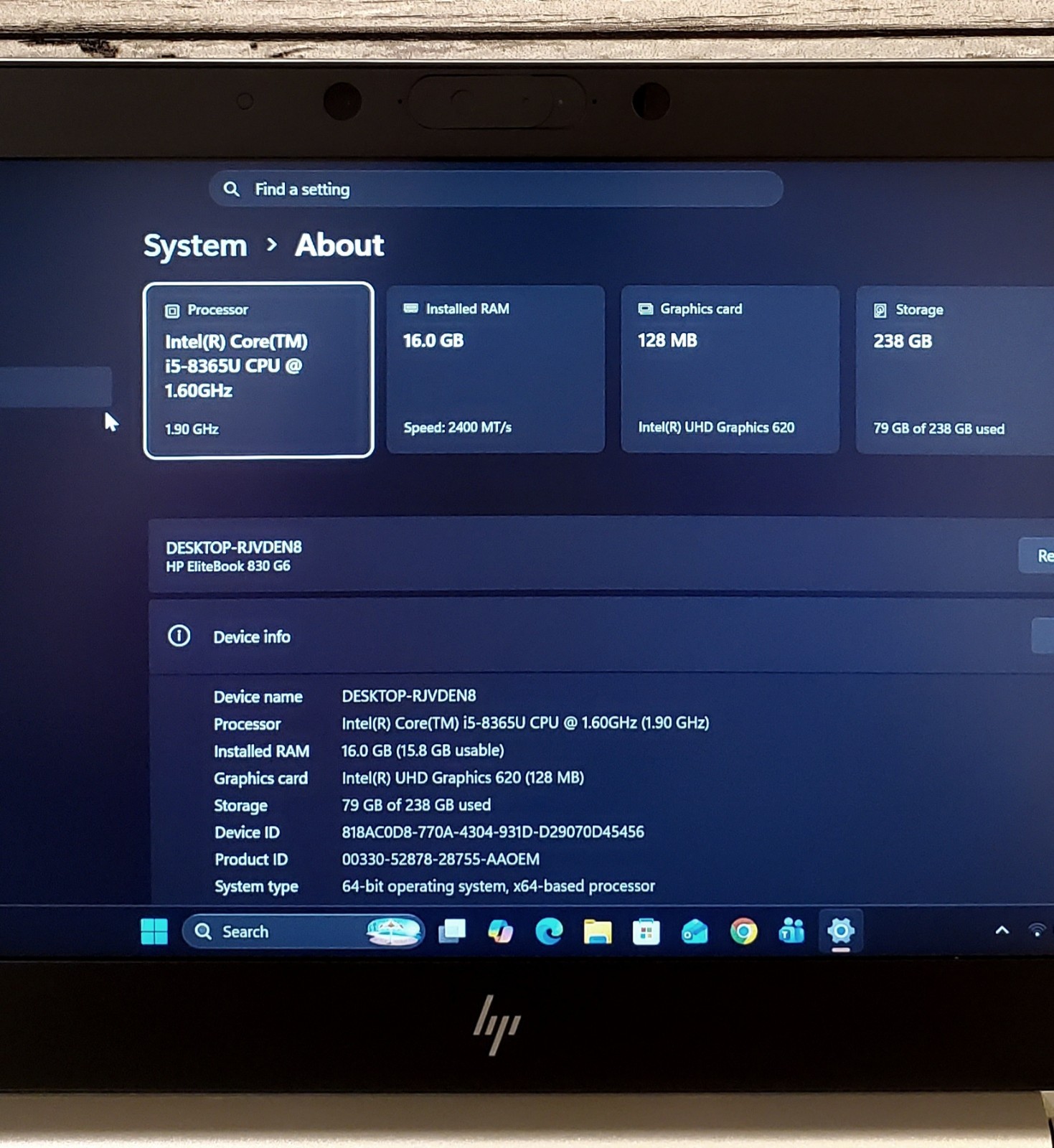 HP EliteBook x360 830 G6 Core i5-8365U 1.6GHz 16GB RAM 256GB SSD Win 11 Pro