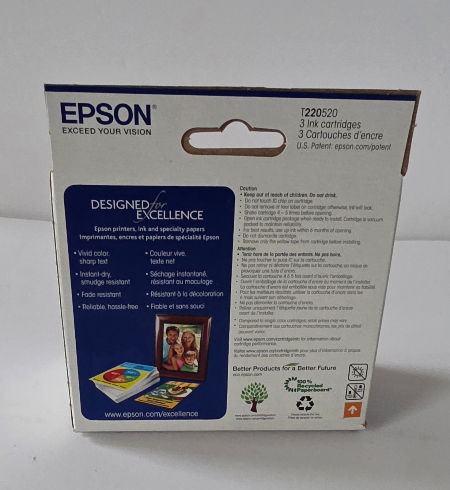 Epson 220 T220520 High Quality 3 Genuine Ultra Ink Standard Capacity Color Multi