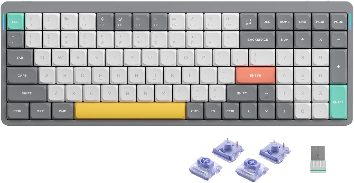 NuPhy Air96 V2 Wireless Keyboard Wisteria Tactile Low Profile QMK Grey NEW