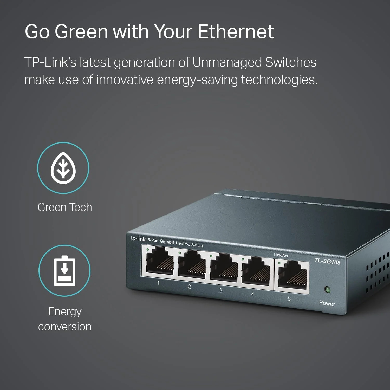TP-Link TL-SG105, 5 Port Gigabit Unmanaged Ethernet Switch, Network Hub, Etherne