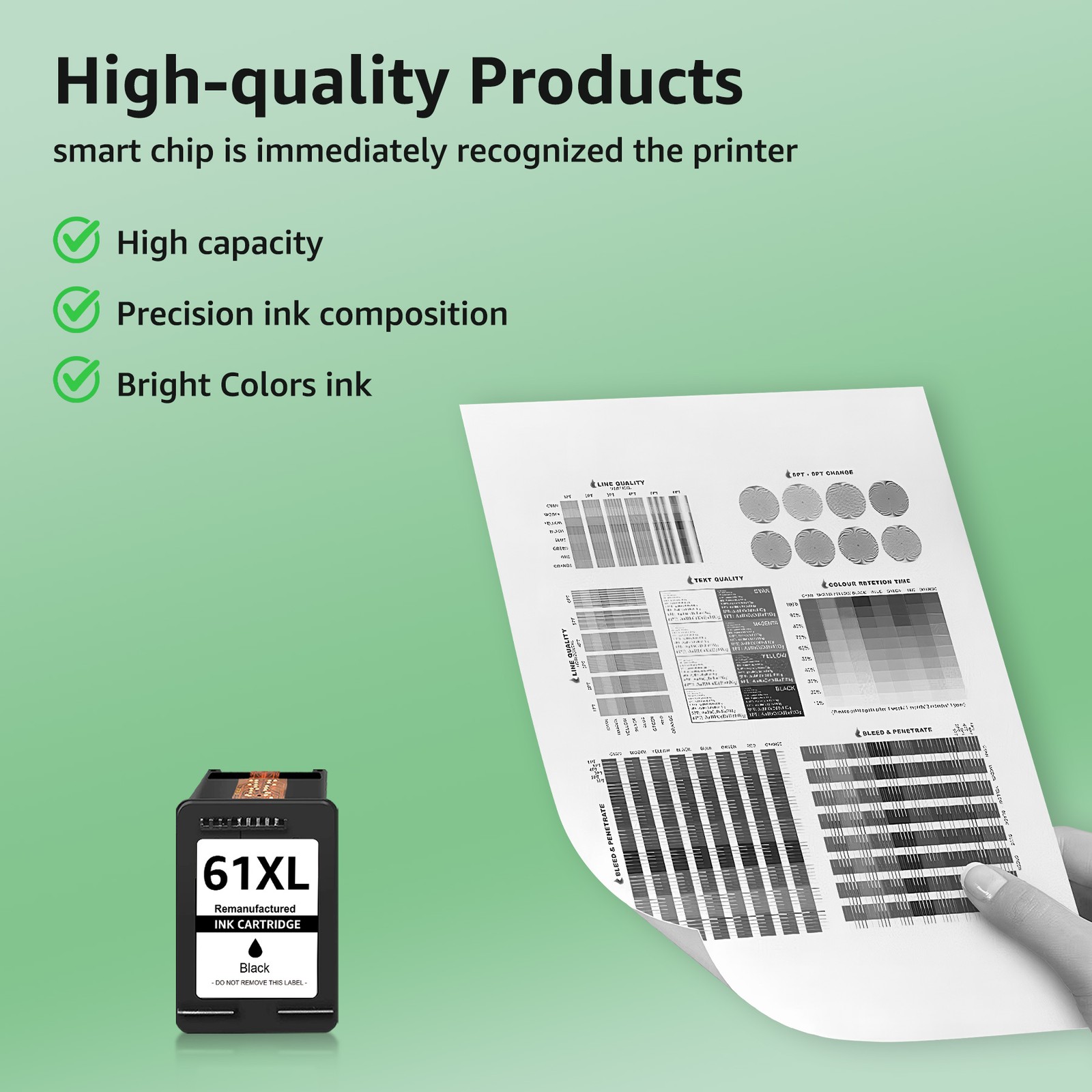 61XL Ink Cartridge Combo Pack for HP Ink 61 Works with HP Envy 4500 5530 Printer
