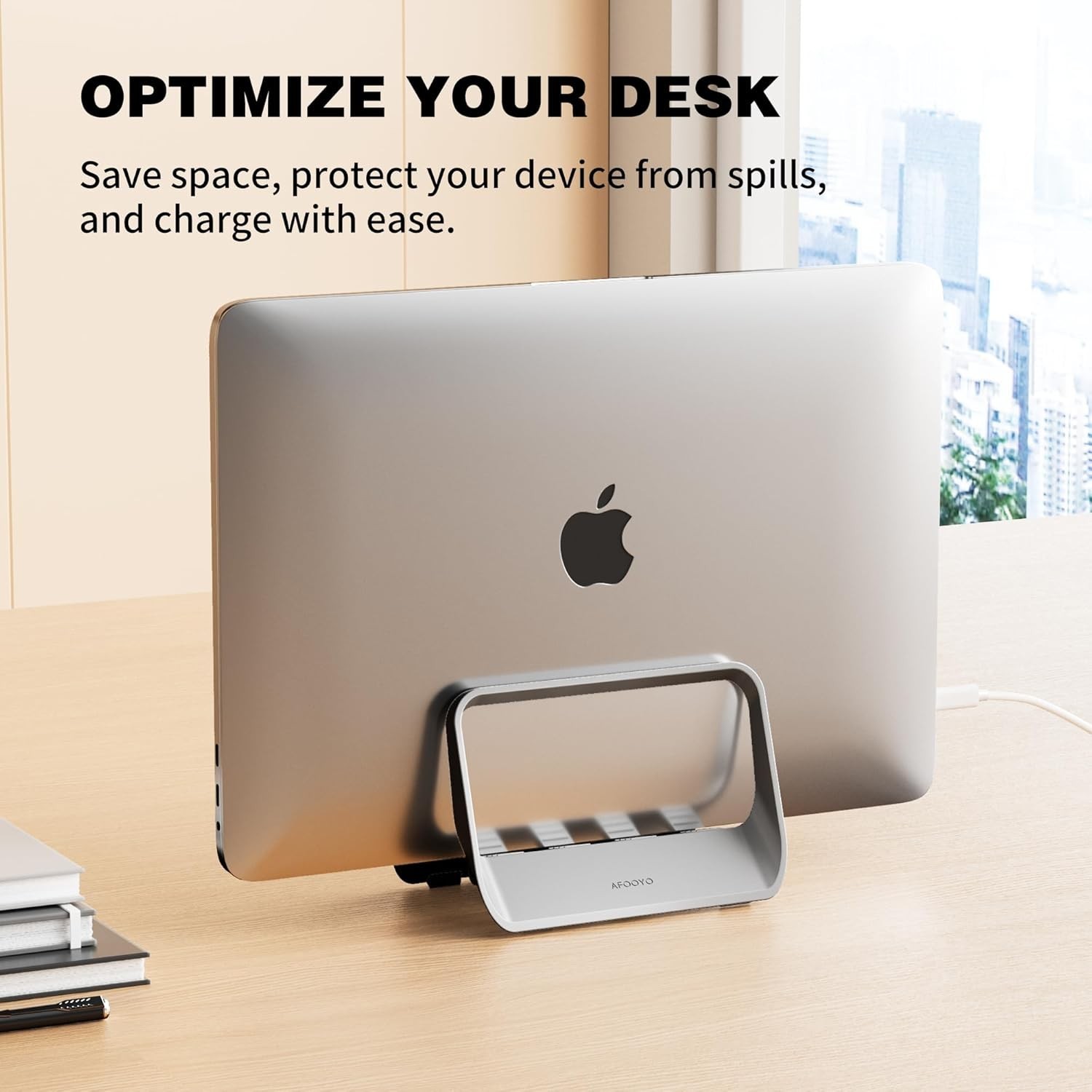 ABS Plastic Vertical Laptop Stand for Desk, Laptop Holder Dock,Adjustable Gray