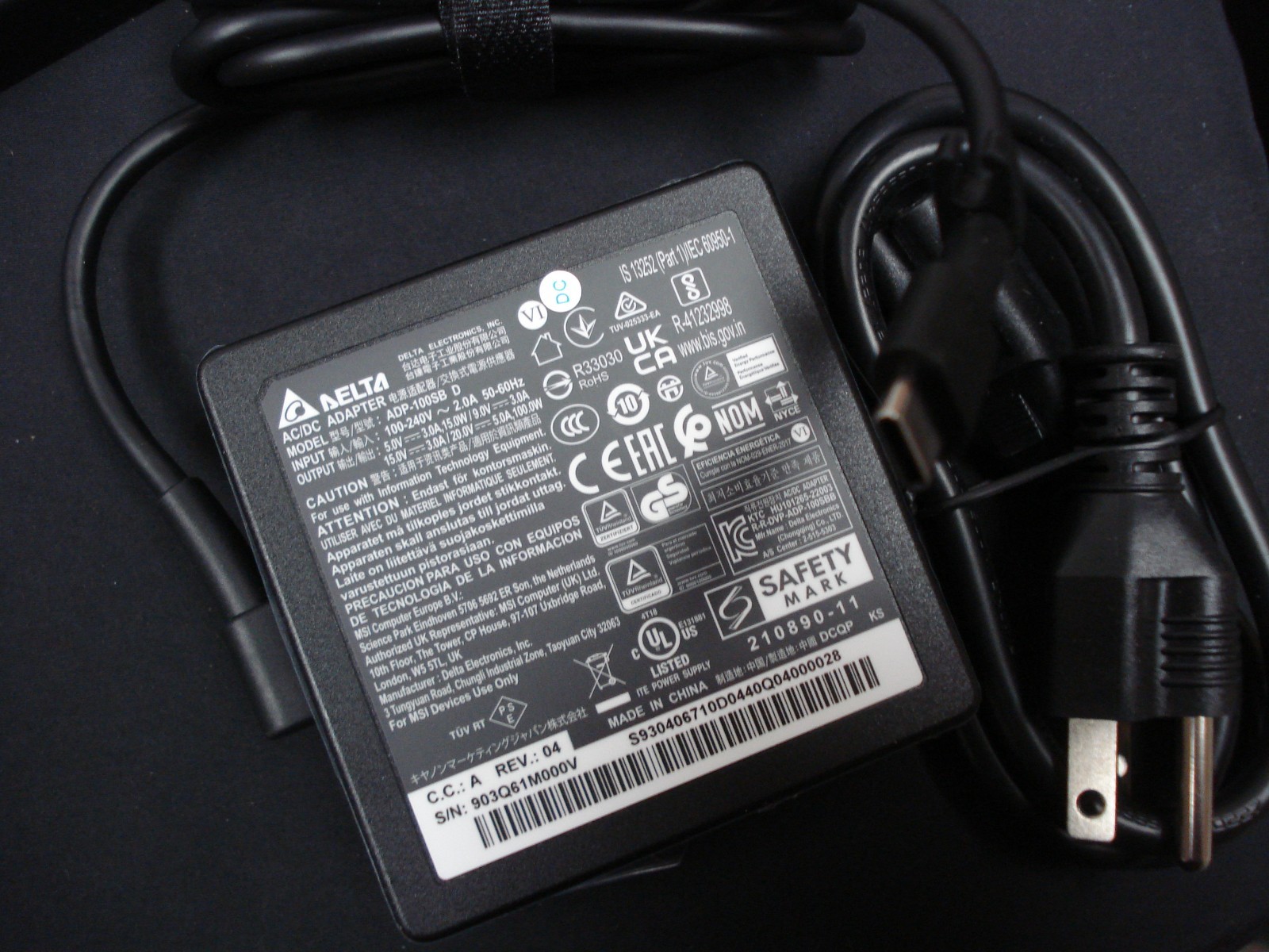 New OEM Original ADP-100SB D 100W USB-C Charger for MSI Prestige 13 14 15 16