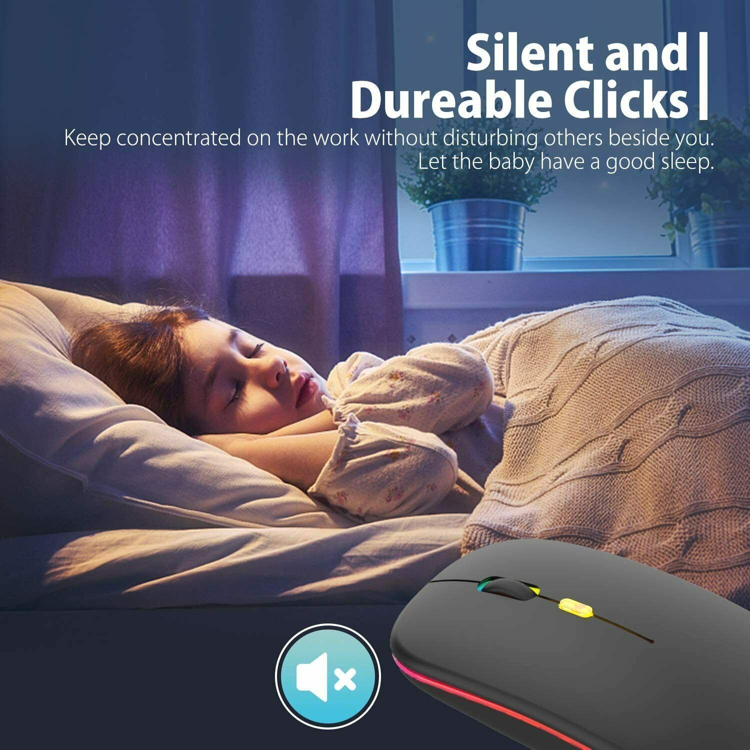 2.4GHz Wireless Bluetooth Optical Mouse USB Rechargeable RGB Mice For PC Laptop