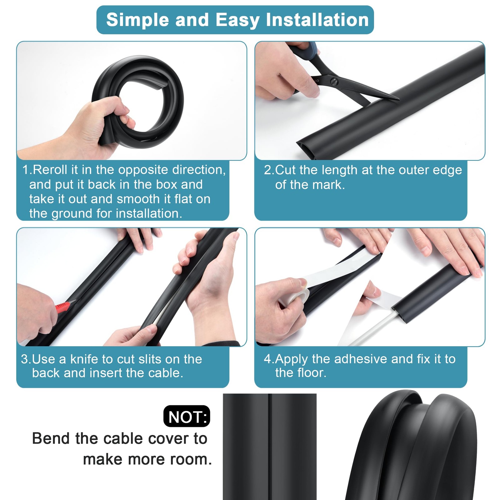 3 ft Brown Soft PVC Floor Cord Cover