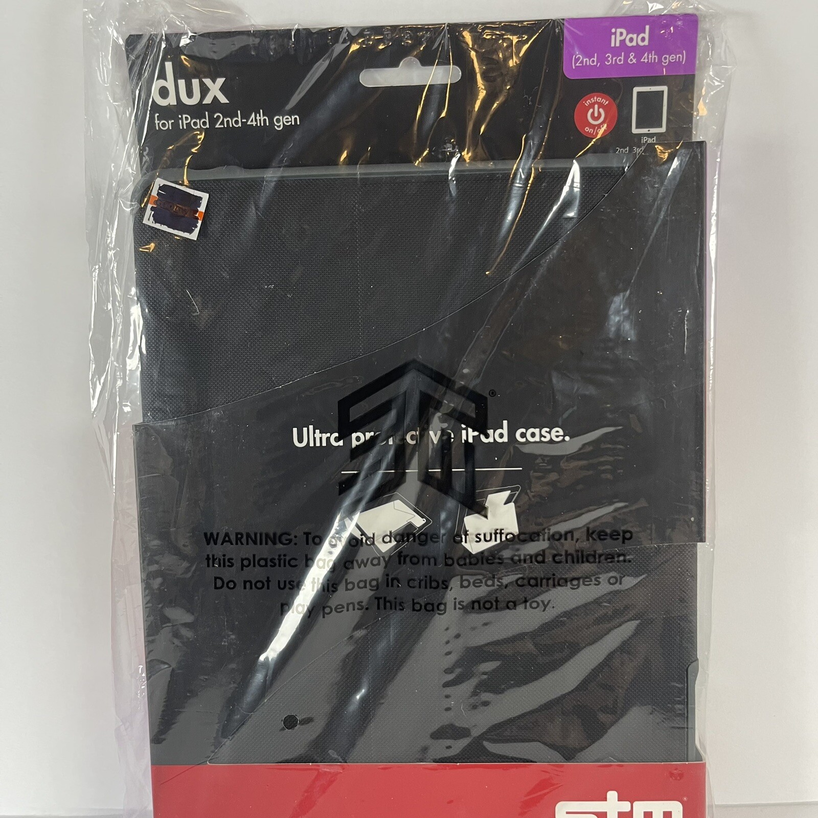 Apple iPad 2, 3, 4 Case Black Protective Drop Proof Hardback Rugged Case STM Dux
