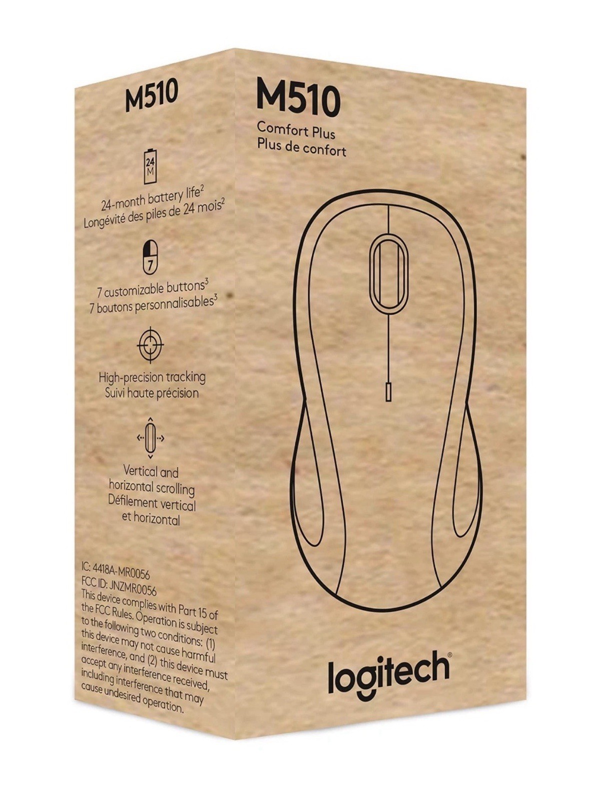 New LOGITECH M510 COMFORT PLUS WIRELESS MOUSE 910-006030, NEW IN BOX