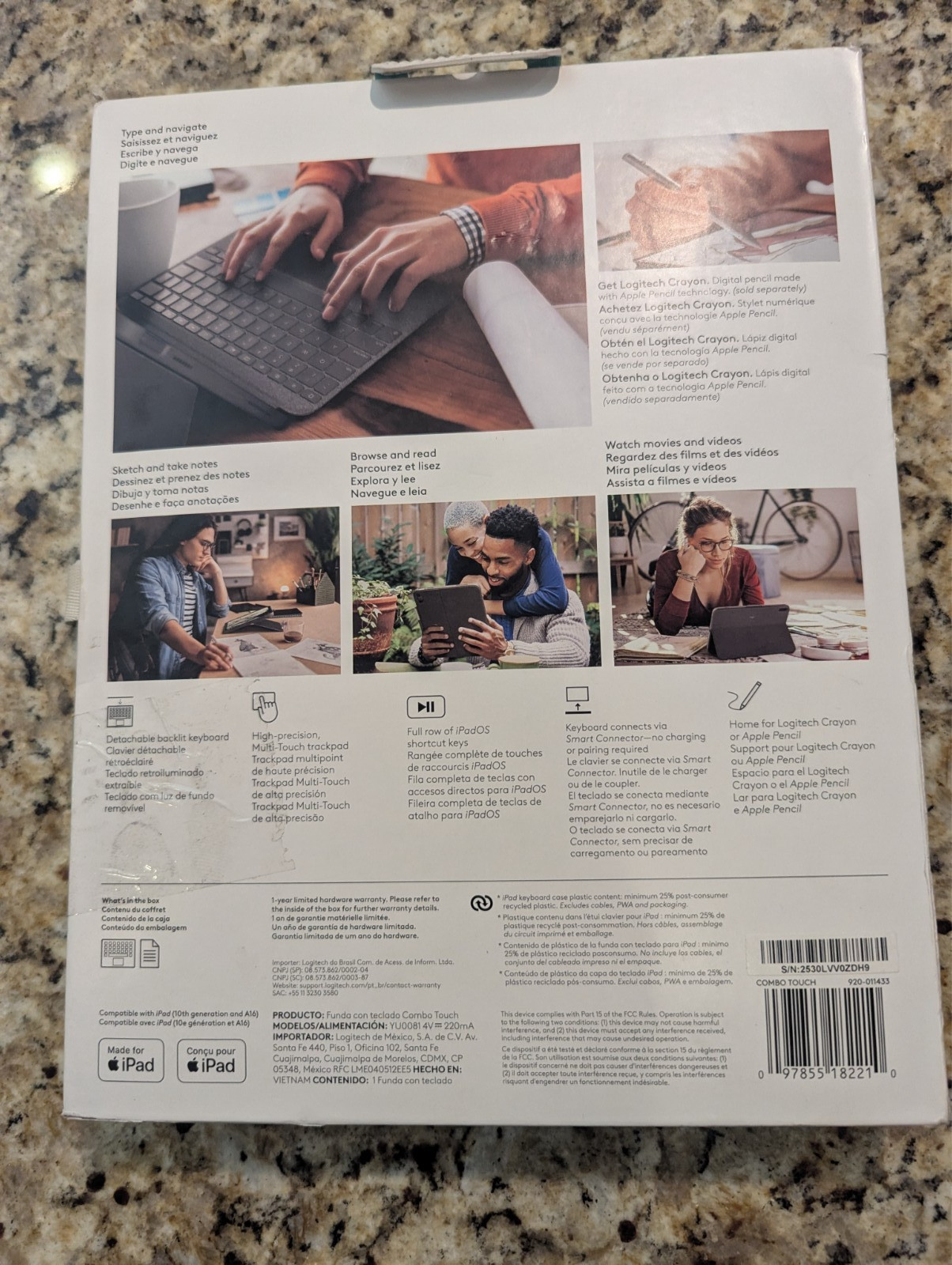 Logitech Combo Touch Case and Keyboard for iPad 10th Gen A16 Oxford Gray