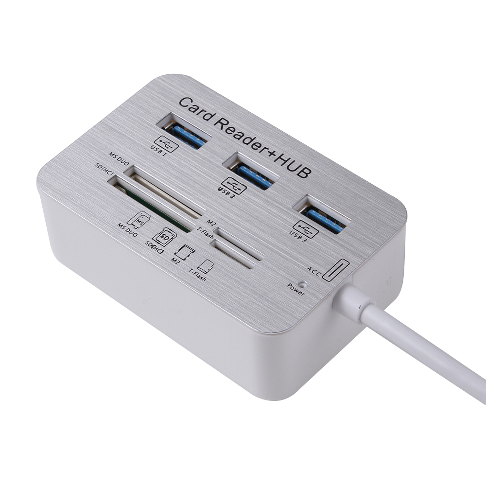 USB3.1 Type C to 3 USB 3.0 Adapter + MS DUO SD M2 T-Flash Card Reader Combo Hub