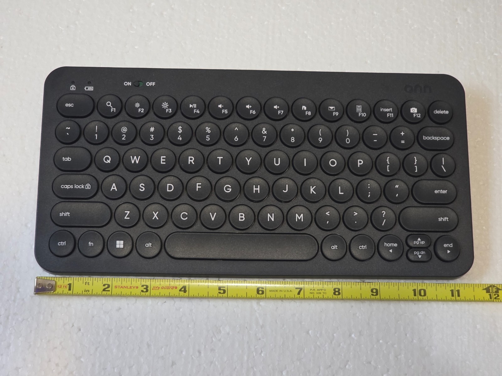 Onn Compact Wireless Keyboard, Noise Reduction, USB Receiver, 78 Keys, Black