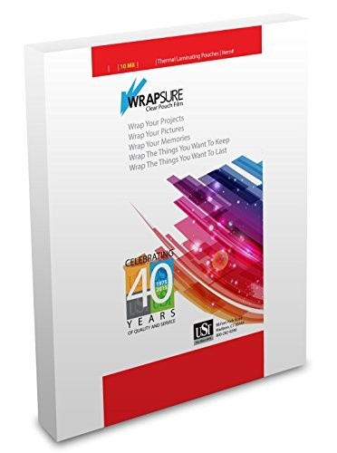 Laminating Pouches 12 x 18 Inch 10 Mil 50 Pack Clear Gloss USI WrapSure Thermal